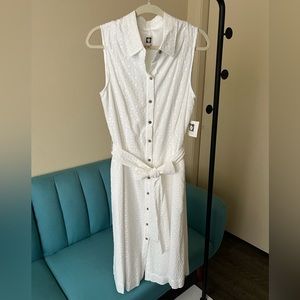 Anne Klein Women's Sleeveless Eyelet Midi Shirtdress